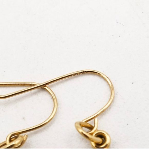 14K Gold Cross Dangle Earrings 23mm (112) - Picture 3 of 5